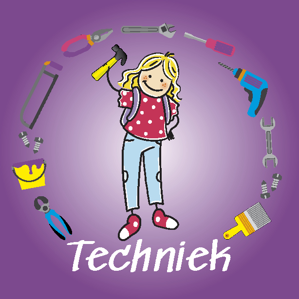 Techniek Vierkant Paars 52X52mm